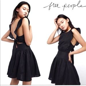 Free People, Erin Black Linen Dress, Size S